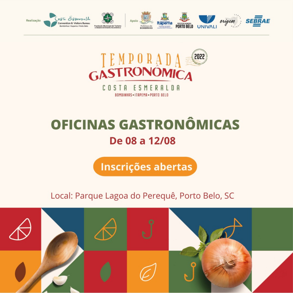 Esquenta para a Temporada Gastronômica da Costa Esmeralda será com oficinas gastronômicas gratuitas